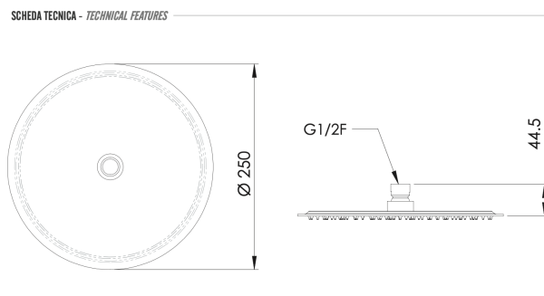 Верхний душ с шарнирным соединением 25 см Remer 357UFM25X 