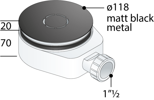 Сифон для душевого поддона OMP Tea Aloha 6261.086.6.X, черный матовый 