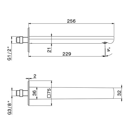 Newform Haka Излив для раковины из стены, длина 229 мм, с подключением на 1/2”, цвет: хром 