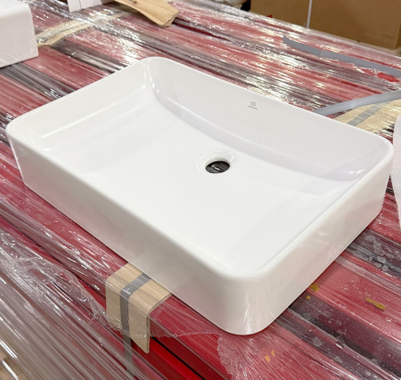 Ideal Standard Conca Раковина 600х400хh120 мм, накладная прямоугольная, без перелива и отв. под смес., с крепежом, цвет: белый матовый 