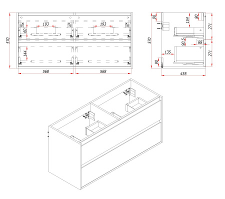Тумба под раковину/столешницу Парма, Аттик 120 