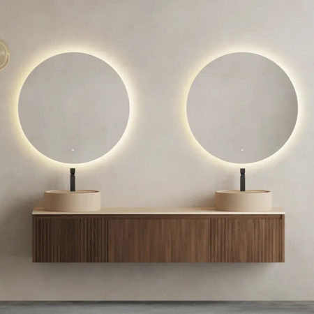 SALINI Зеркало для ванны круглое OMBRA с LED подсветкой D 700 х 25 mm, влагостойкое AGC Сrystalvision, сенс выкл, крепления,обогрев, антизапот 