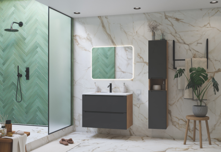 Тумба под раковину/столешницу/столешницу/столешницу/столешницу Дион, Графит мат/Дуб 60 