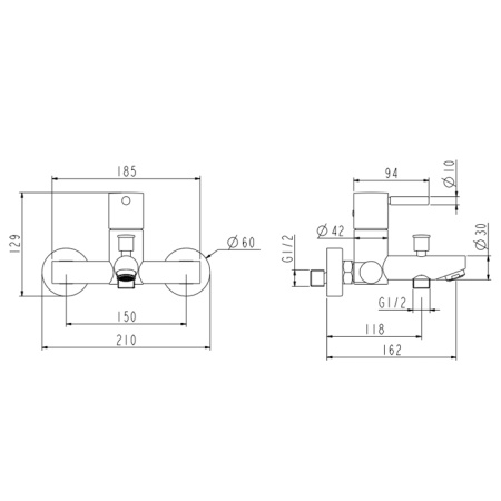 NEMO NM-2355MB Смеситель для ванны MATTE BLACK 