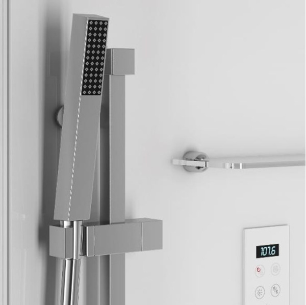 Jacuzzi Bali Душевая кабина с хамамом 120x80xh220см установка в любой угол, с хромотерапией, аудио, 4г/м форсунки, 2,56кВт цвет: бел/хром 