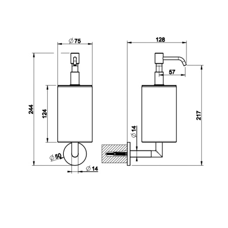 Gessi Anello Дозатор для жидкого мыла настенный черный, цвет: хром 