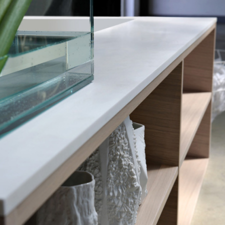 ANTONIO LUPI BIBLIO Ванна отдельностоящая 1800х900х535 мм., левая, с ножками и нажимным донным клапаном, Corian, цвет белый, панели Rovere naturale 