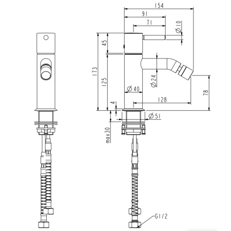 NEMO NM-2321BG Смеситель для биде с донным клапаном BRUSH GOLD 