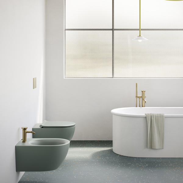 Catalano SFERA Унитаз подвесной 55x35, безободковый, смыв Tornado, покрытие Twinglaze+, без крепежа, цвет Aqua Satinato 