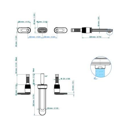 THG CORVAIR A MANETTES FIOR DI BOSCO Смеситель для раковины настенный, c 2 вентилями, внешняя часть, цвет полированное золото 