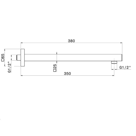 Newform Head Showers Душевой кронштейн настенного монтажа, квадратный, из латуни, длина 350 мм, цвет:  черный матовый 