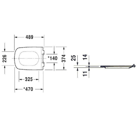 Duravit DuraStyle Сиденье для удлиненного унитаза (253709, 254209) цвет белый, петли нерж сталь. без микролифта  (Спец.цена из наличия) 