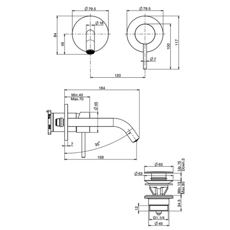 Fima Carlo Frattini Spillo Up Cмеситель для раковины, встраиваемый, излив: см., цвет: хром 