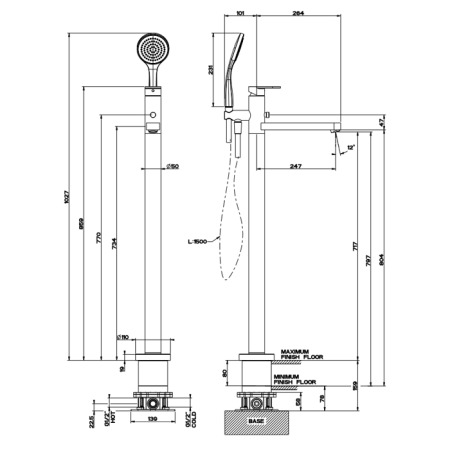 Gessi Встраиваемая часть напольного смесителя для ванны / для раковины 