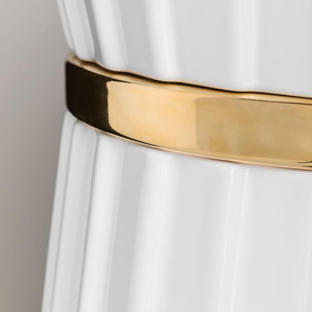 OASIS PLISSE Раковина напольная Ø440х950 мм, без отв для смес, без перел, с донным клапаном, кольцо с золот дек Mykonos, цвет белый (упаковка-3-х кор) 