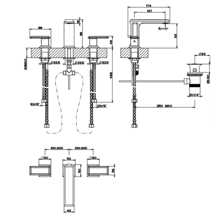 Gessi Eleganza Смеситель для раковины на 3 отверстия с донным клапаном, цвет: хром 