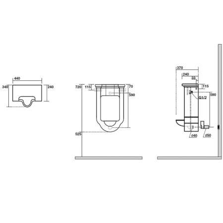 Kerasan Waldorf Писсуар подвесной с сифоном и комплектом крепежей, цвет черный 