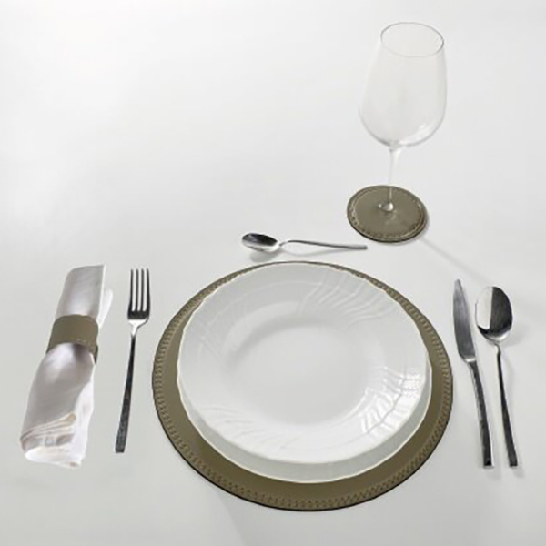 3SC Meridien Коврик настольный круглый из гладкой кожи d30хh0,5 см, цвет Tortora 