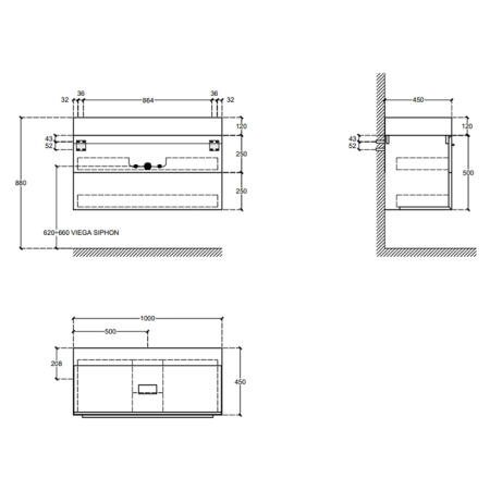 FALPER 7.0 Композиция из тумбы R0510000000BQ 1000х450х500 и раковины CERAMILUX D7H10000000OP с 1 отверстием под смеситель 