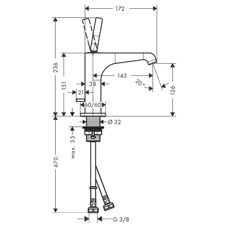 AX Citterio E Смеситель для раковины 125, цвет шлифованное красное золото 