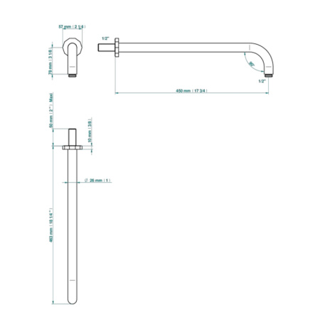 THG Les Ondes Держатель верхнего душа 450 мм., настенный, цвет Matt nickel 