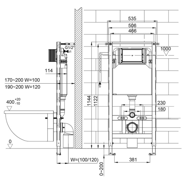 TECEspring profil Модуль для установки унитаза, высота 1120 мм, c креплением к стене (без панели смыва) СО СКЛАДА ПРОДАЕМ  с панелями смыва!!! 