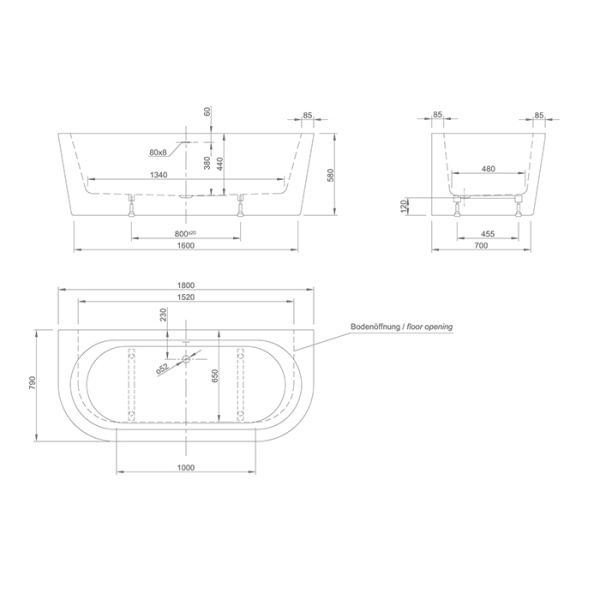 KNIEF Слив перелив с системой Click-Clack, с гибким шлангом и горизонтальным отводом, цвет хром (смонтирован на ванне) 
