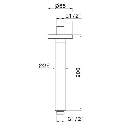 Newform Head Showers Душевой кронштейн потолочный закругленный  из латуни длиной 200 мм, цвет: copper satin 