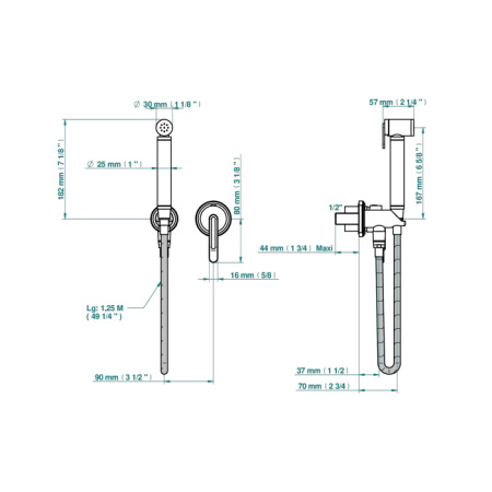 THG CORVAIR Гигиенический душ в комплекте с встраиваемым однорычажным смесителем, шланг 1250 мм., держ с подводом воды, внешн часть, цвет полир золото 