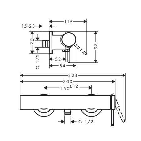 HG Finoris Смеситель для душа, внеш.монтаж, цвет матовый черный 