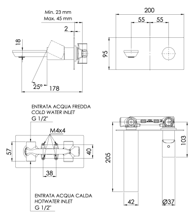 Смеситель для раковины Remer Edge EG515 
