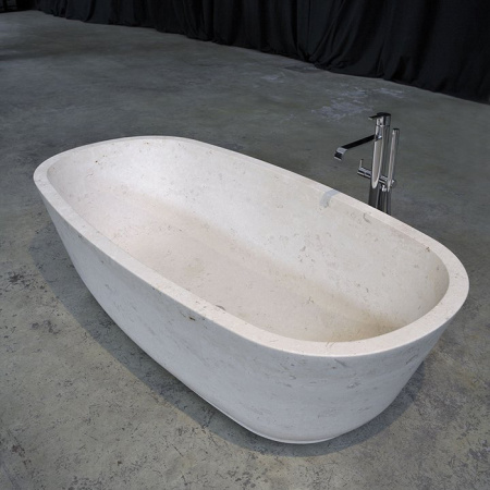 Antonio Lupi Baia Ванна отдельностоящая 185х90х50 см, с д/клапаном (хром), без перелива, без сифона, мат-л : нат.камень, цвет: Pietra Luna 