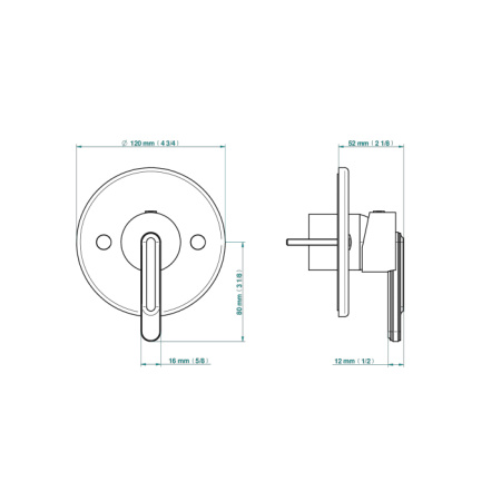 THG CORVAIR Смеситель для душа встраиваемый, однорычажный, внешняя часть, цвет хром 