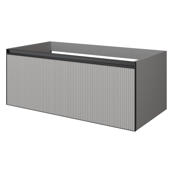 QUATRO 1 100CM  тумба рифл LUNA FUGA профиль ANTHRACITE с подсветкой внутри 