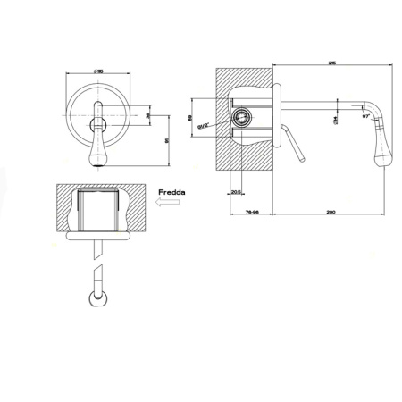 Gessi Goccia Внутренняя часть встраиваемого однорычажного смесителя для раковины с изливом 