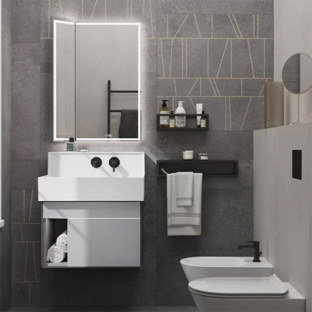 Kerama Marazzi Зеркало TECNO M 65х85 см. с поворотной дверцей, подсветкой и функцией антизапотевание, белое 