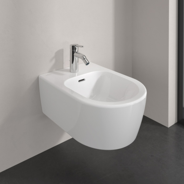 Villeroy&Boch Skyla Биде подвесное 370*530*215, округлое, с 1 отв. под смеситель, цвет альпийский белый 