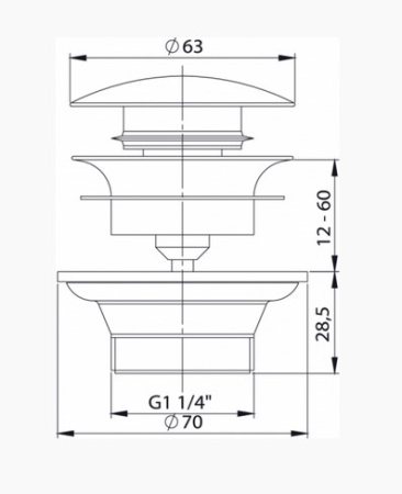 BETTE Вентиль давления 1¼ ", цвет хром (для раковин с переливом!) 