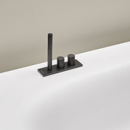 ANTONIO LUPI INDIGO Смеситель на борт ванны на 3 отверстия, без излива, с ручным душем, цвет графит 