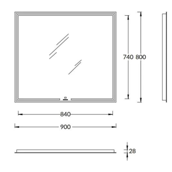 Kerama Marazzi Зеркало MIO прямоугольное с диммером 90, белое 
