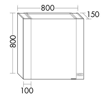 BURGBAD RL40 Зеркальный шкаф 800х150х800 мм., 1 зерк. дверь с обоих сторон, 2 стеклянные полки,версия левая, Smart-Home-System, 2 розетки 