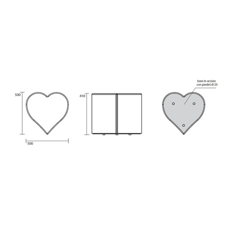 Kerasan Artwork Столик декоративный на стальной основе "CUORI", 50х50х41 см, цвет белый глянцевый 