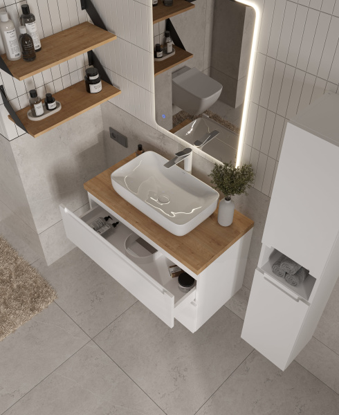 Столешница пластик HPL 38 мм Туя, 1 вырез, (с наметками под 1 вырез), 995х458 мм 