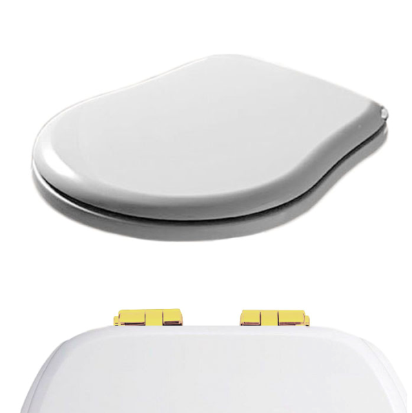 KERASAN Retro Сиденье для унитаза  цвет белый/золото (микролифт) (см. нов. арт. 108701N) 