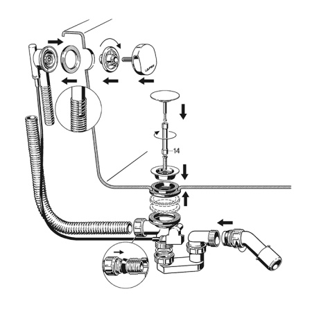 Laufen  Слив-перелив для ванны пластик, цвет хром 