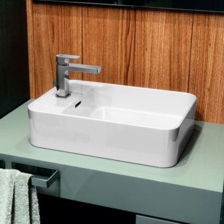 Ideal Standard Strada 2 Guest Раковина 500х350 мм, с переливом (реверсивная-только на столешницу!), с крепежом и керам крышкой, цвет: белый глянец 