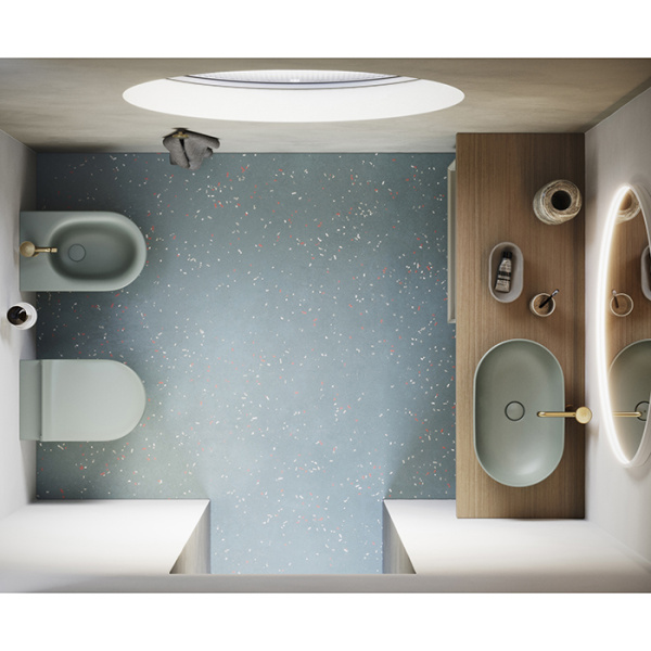 Catalano SFERA Унитаз подвесной 55x35, безободковый, смыв Tornado, покрытие Twinglaze+, без крепежа, цвет Aqua Satinato 