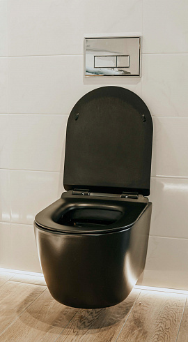 Унитаз подвесной безободковый Creto Logan с крышкой-сиденьем микролифт, матовый черный
