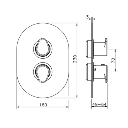 CISAL LineaViva Смеситель термостатический настенный для душа на 2 выхода (без встраиваемой части ZA018101) цвет черный матовый 