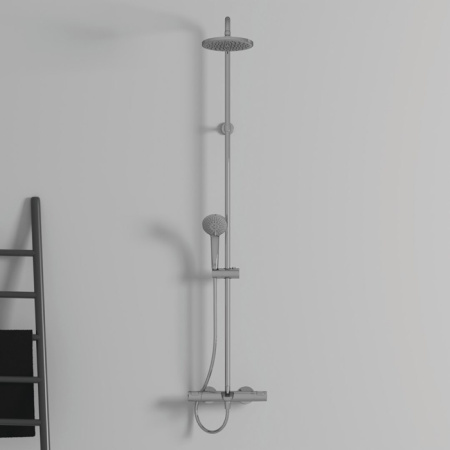 Ideal Standard Ceratherm T25 Душевая система с изливом и термостатом и ручным душем, корпус Coolbody, руч.душ: 3 режима, верх. душ: 200 мм, цвет: хром 